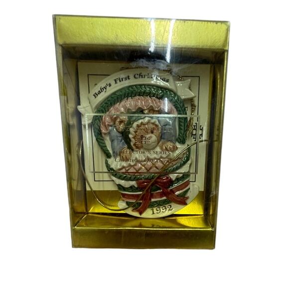 Fitz & Floyd "Rock-A-Bye-Teddy" Baby's 1st Christmas Ornament 1992 With Box - Picture 2 of 9